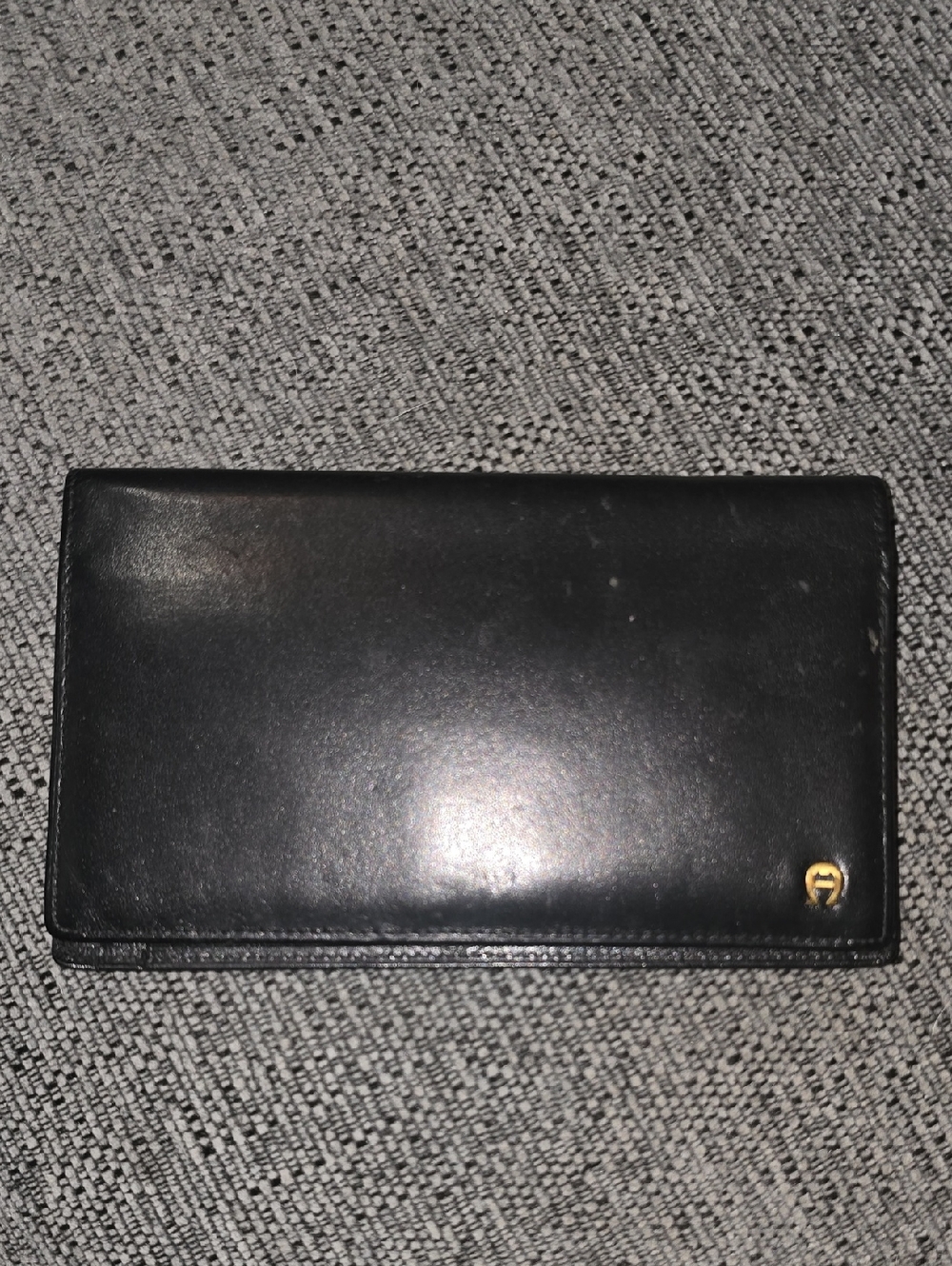 Etienne Aigner Black Leather Wallet with Gold Accent